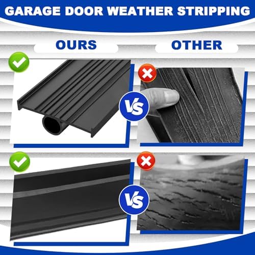 DGSL Garage Door Seals Bottom Rubber Weather Stripping Kit Seal Strip Replacement,Universal Weatherproof Threshold Buffering Sealing Rubber 5/16 Inch T Ends, 3 3/4 Inch Width (16 Ft, Black)