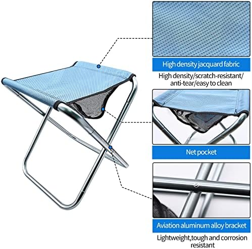 2 Pack Camping Stool, 16in Tall Large Size Folding Stool with Carry Bag, Aluminum Alloy Bracket, 1.5lbs Lightweight, Load Capacity to 300lbs, for Travel, BBQ, Fishing(2 Pack Grey)