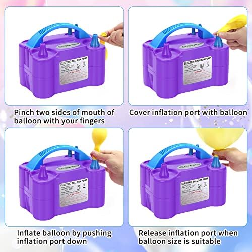 Growsun Electric Balloon Pump Air Inflator Portable Automatic Dual Nozzle Balloon Blower 110V 600W for Birthday Baby Shower Balloons Party Decorations
