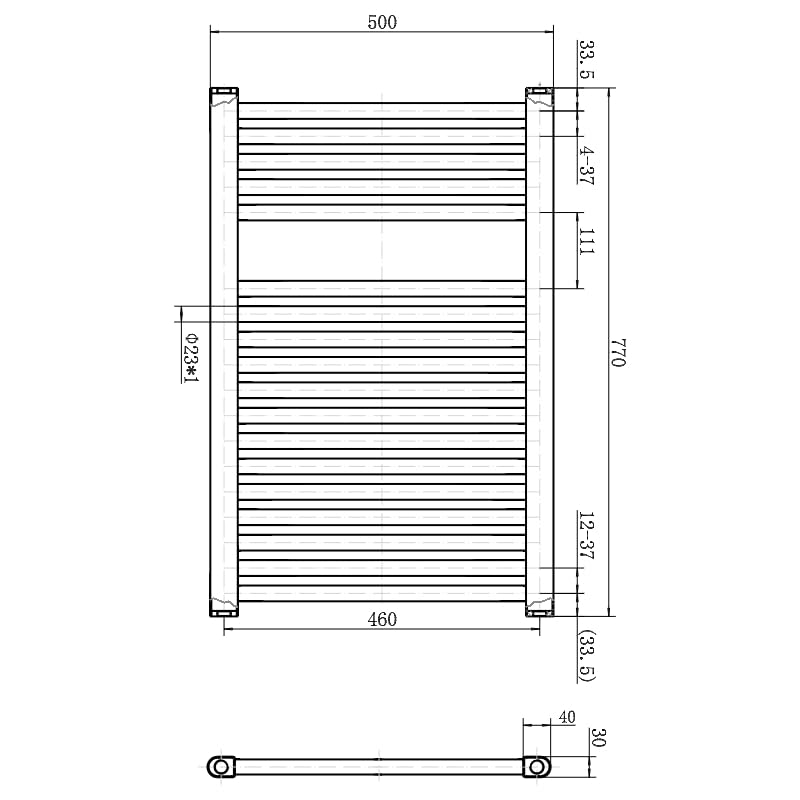 Newark Chrome Electric Towel Radiator | Towel Warmer Radiator Rail | Bathroom Heated Towel Ladder Rail | 770 x 500