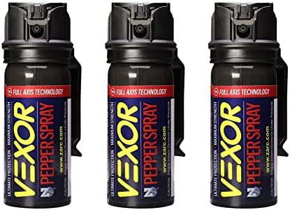 Vexor Pepper Spray Full Axis with Belt Clip for Self Defense — Maximum Police Strength, 20-Foot Range, Full Axis Capability, Flip Top Safety for Quick and Accurate Aim, Protection