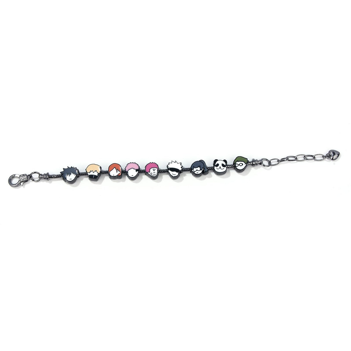 SONGCHANGJEWELRY DIY JJK Charm Bracelet Gifts – 9 Mini Anime Faces in Chibi Style – Gojo, Yuji, Sukuna, Panda & More – Removable Alloy Chain for Fans and Collectors