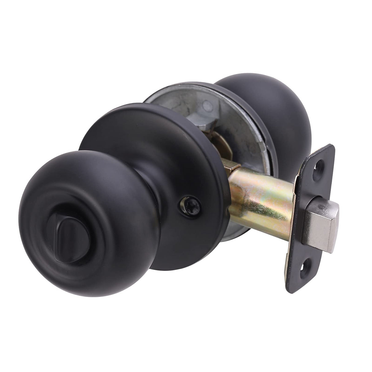 Amazon Basics Exterior Door Knob With Lock, Coastal, Easy to Install, Matte Black