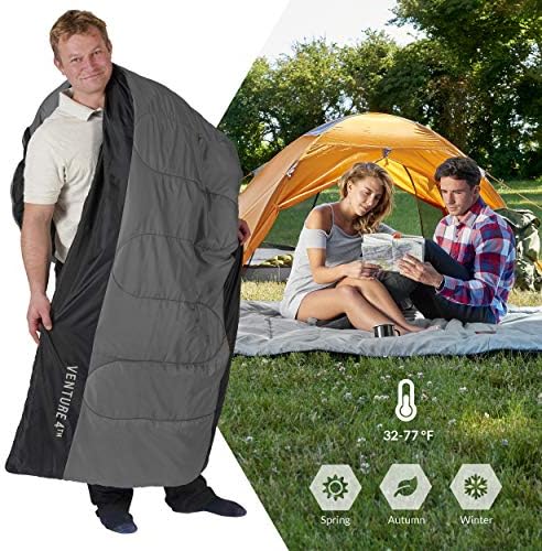 VENTURE 4TH Backpacking Sleeping Bag – XXL, Double and Single Sizes - Lightweight Warm & Cold Weather Sleeping Bags for Adults, Kids & Couples – Ideal for Hiking, Camping & Outdoor Adventures