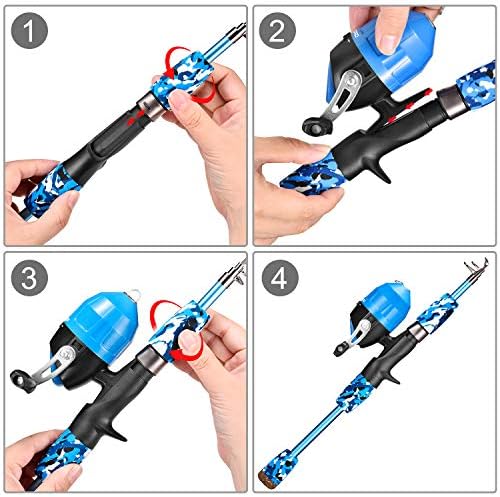 ODDSPRO Kids Fishing Pole Pink, Portable Telescopic Fishing Rod and Reel Combo Kit - with Spincast Fishing Reel Tackle Box for Girls, Youth