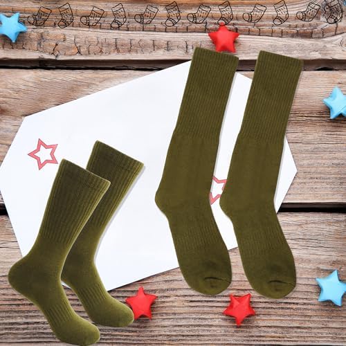 10 Pairs Men's Military Socks - Warm Army Crew Boot Socks in Green for Soldier, Policemen, Firefighter