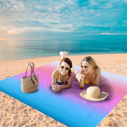 Beach Blanket Waterproof Sandproof Beach Mat 79" X 83" /10'x9'for 2-8 Adults Quick Drying Outdoor Picnic Mat Beach Accessories for Travel, Camping, Hiking