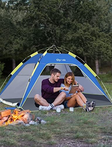 Pop Up Beach Tent Sun Shade Shelter for 3-4 Person with UPF 50+, Lightweight & Easy Setup, Vent Windows & Zippered Door, Extended Floor Family Instant Beach Tent