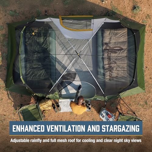 Slumberjack Aspen Grove 8 Person Hybrid Dome Family Camping Tent with 2 Rooms, Room Divider, Separate Entries, Full Fly, and Vestibule Storage