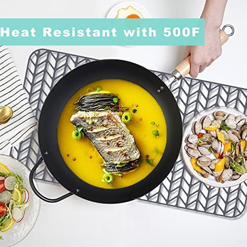 AWOKE Silicone Sink Protectors for Kitchen Sink, 26''x 14'' Folding Non-slip Sink Mat Grid, for Bottom of Farmhouse Stainless Steel Porcelain Sink with Rear Drain (Grey)