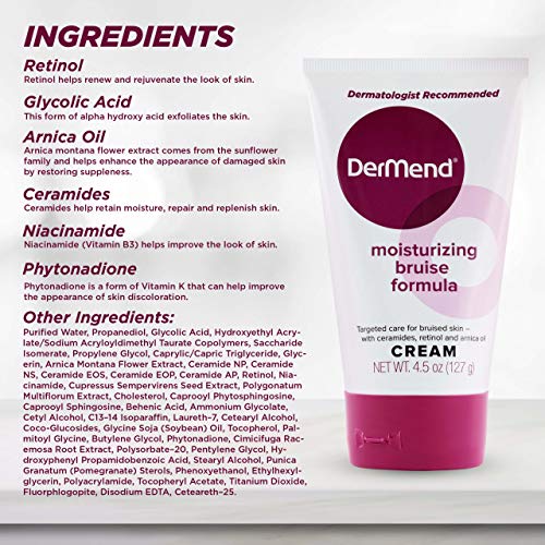 Dermend Arnica Bruise Cream with Vitamin K - Moisturizer for Bruising on Arms, Legs & Hands - 4.5 Oz