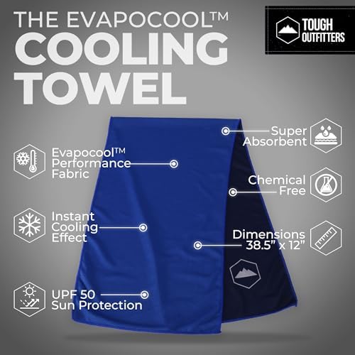 Tough Outdoors Cooling Towel - Cooling Towels for Neck & Face - Ice Wrap & Sweat Rag for Camping Gym Yoga & Sports - Workout Towel for Gym Sweat - Cool Towels for Extreme Heat