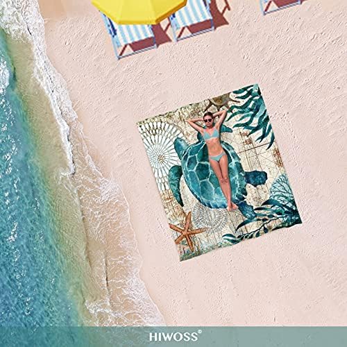 Beach Blanket Waterproof Sandproof Oversized 95”x 80”,Sand Free Beach Mat with Corner Pockets,Portable Mesh Bag for Beach Festival,Picnic,Travel and Outdoor Camping (Seaturtle)