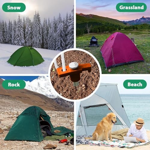 Eurmax USA Galvanized Non-Rust Camping Family Tent Pop Up Tent Stakes Ice Tools Heavy Duty 20pc-Pack, with 4x10ft Ropes & 1 Orange Stopper