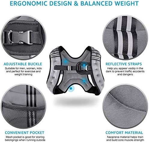 Weighted Vest Weight Vest for Men Women Kids Weights Included, Body Weight Vests Adjustable for Running, Training Workout, Jogging, Walking