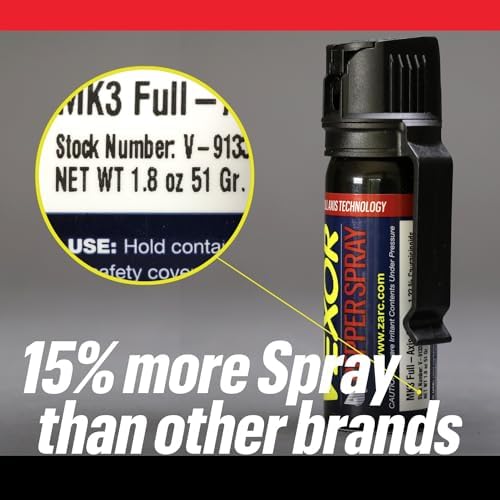 Vexor Pepper Spray Full Axis with Belt Clip for Self Defense — Maximum Police Strength, 20-Foot Range, Full Axis Capability, Flip Top Safety for Quick and Accurate Aim, Protection