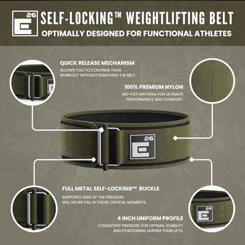 Self-Locking Weight Lifting Belt - Premium Weightlifting Belt for Serious Functional Fitness, Weight Lifting, and Olympic Lifting Athletes - Lifting Support for Men and Women - Deadlift Training Belt