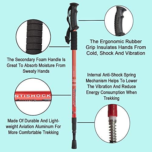 Aihoye Collapsible Trekking Poles - 2 Pack, Lightweight, Anti-Shock Walking Sticks - Adjustable for Men and Women