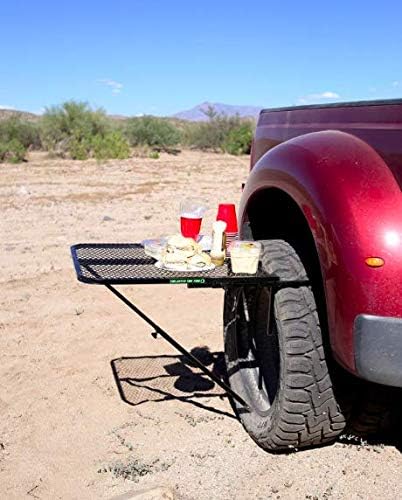 Vehicle Tire-Mounted Steel Camping, Travel, Tailgating and Outdoor Work Table, Black (Steel) , 29 x 23 x 1.5"