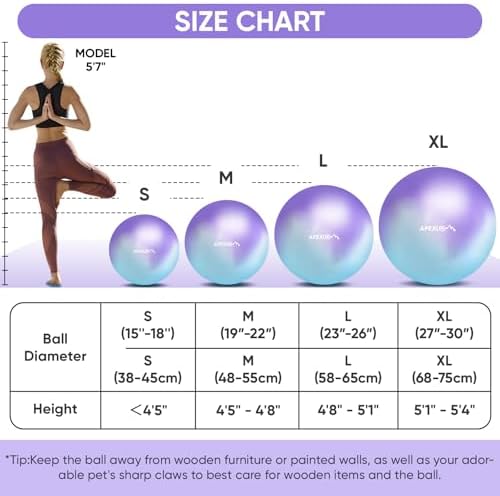 APEXUP Yoga & Pilates Ball - Anti Slip Heavy Duty Gym Ball for Fitness, Balance & Core Workout