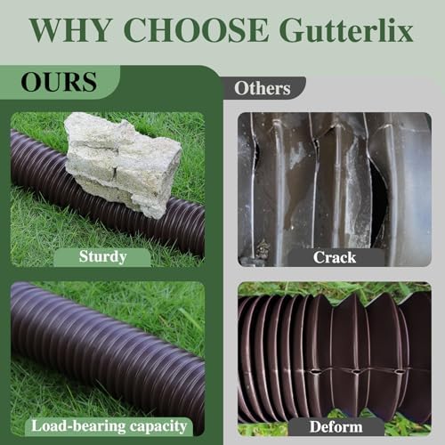 2 Pack Flexible Gutter Downspout Extensions Extendable from 21" to 67", Downspout Extender Comes with Adapters, Thickened Down spout Drain Extension for Rainwater Drainage(Brown)