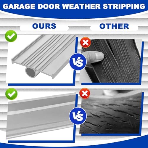 DGSL Garage Door Seals Bottom Rubber,Weather Stripping Sealing Strip Replacement,Universal Weatherproof Threshold Buffering (Grey, 16 Ft)