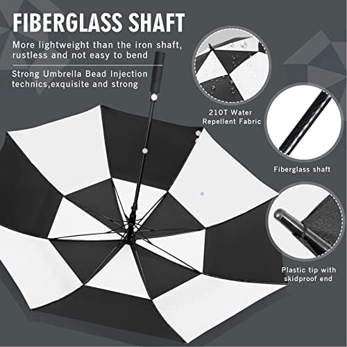 ZOMAKE Automatic Open Extra Large Golf Umbrella 51/54/62/68 Inch, Double Canopy Vented Windproof Oversize Stick Umbrellas for Rain