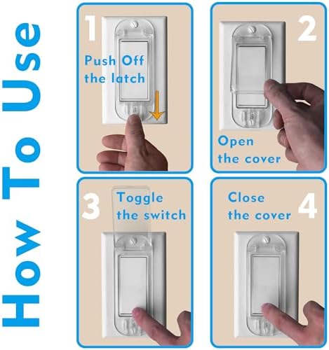 4 Light Switch Guard Cover, Baby Proof Wall Switch Cover Guard for Rocker Light Switch Protects Your Lights or Circuits from Being Accidentally Turned On or Off