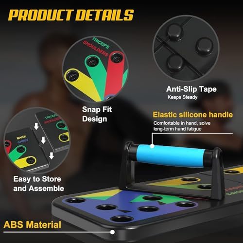 Solid Push Up Board 15 in 1 Home Workout Equipment Multi-Functional Pushup Stands System Fitness Floor Chest Muscle Exercise Professional Equipment Burn Fat Strength Training Arm Men & Women Weights