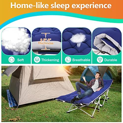 Homdox Camping cot Folding Outdoor Camping Travel Cot and Cot Pad - Quality Lightweight Portable Heavy Duty Adult Travel Cot Double Layer Oxford Portable Travel Camp Cots for Camp/Office/Home