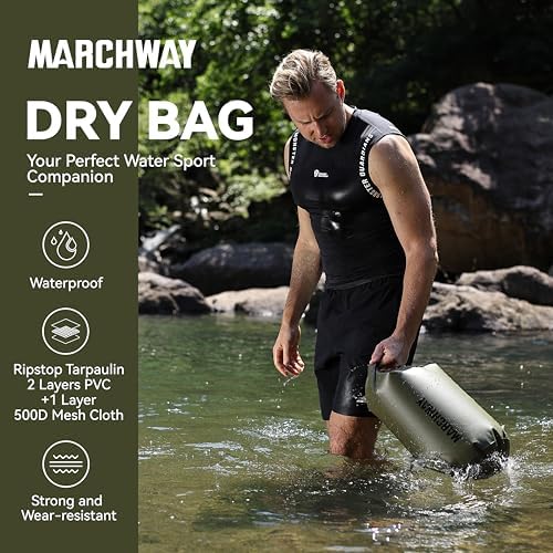 MARCHWAY Floating Waterproof Dry Bag Backpack 5L/10L/20L/30L/40L, Roll Top Sack Keeps Gear Dry for Kayaking, Rafting, Boating, Swimming, Camping, Hiking, Beach, Fishing