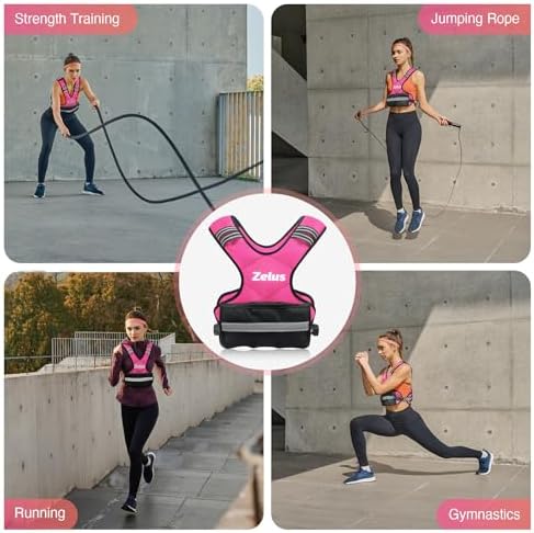 ZELUS Weighted Vest for Men and Women | 4-10lb/11-20lb/20-32lb Vest with 6 Ironsand Weights for Home Workouts | Adjustable Body Weight Vest Exercise Set for Cardio and Strength Training