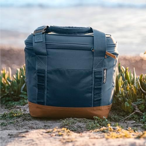 CleverMade Pacifica Collapsible Insulated Cooler Bag – 18 Can Leakproof Soft Cooler for Beach, Travel, Car – Bottle Opener – Ocean