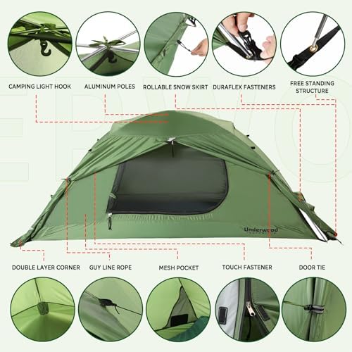 1/2 Person Backpacking Tent for 4-Season - Winter Waterproof Tent for One Person, Lightweight Camping Tent for Backpacking, Easy Set Up Cold Weather Tent by Underwood Aggregator