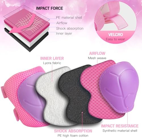 Kids Protective Gear Set Knee Pads for Kids 3-14 Years Toddler Knee and Elbow Pads with Wrist Guards 3 in 1 for Skating Cycling Bike Rollerblading Scooter