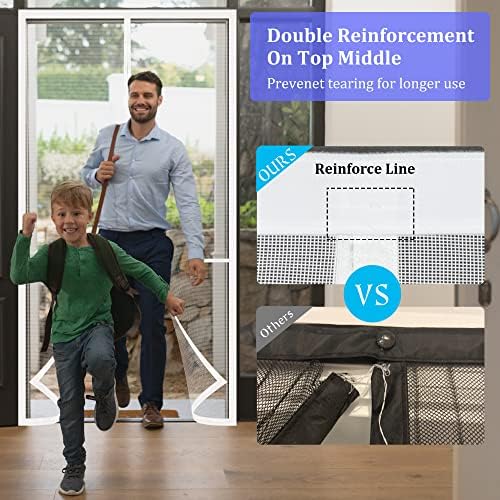 Upgraded Magnetic Screen Door Thicker Fiberglass Mesh,36 Longer Magnets,Screen Door Mesh Magnetic Closure for Single Door,Retractable Magnetic Door Screen,Fit Doors to 32x80 Inch White