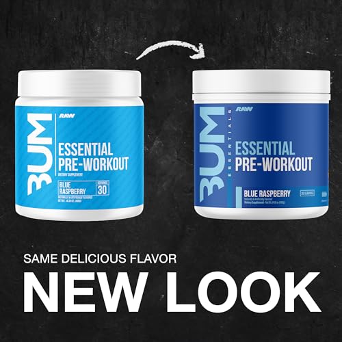 RAW Nutrition - Essential Pre - Chris Bumstead Pre Workout Formula, Sports Nutrition Pre-Workout Powders | Men & Womens Drink, Energy Powder for Working Out (Blue Raspberry)