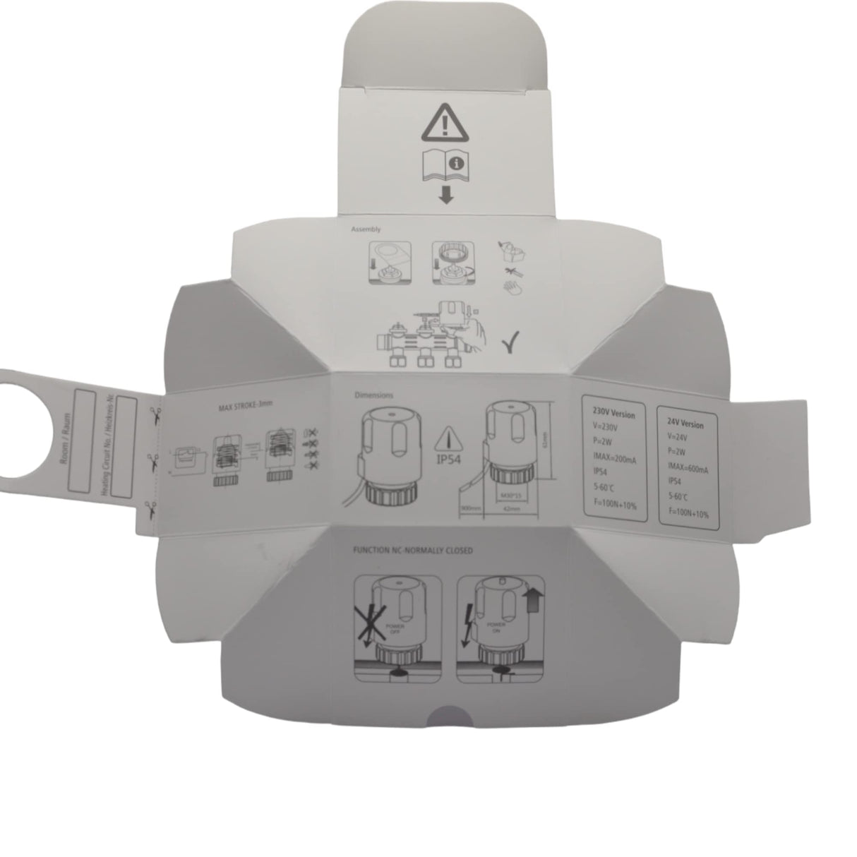 Kudos-Trading - Water Underfloor Heating Actuator 230v Normally Closed Fits Most UK Manifolds M30 x 1.5 Thread Electric Actuator for Zone Control Reliable and Efficient.