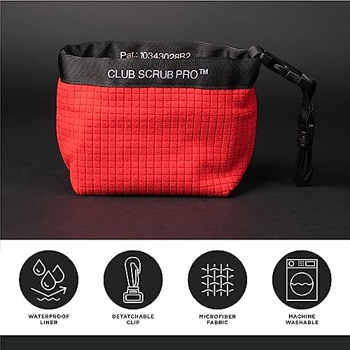 Golf Club and Golf Ball Cleaning Bag, Waterproof Clean Face Technology Liner, Detachable Clip, Machine Washable, Cleans Club Grooves, Dry Exterior (Neoprene or Microfiber Option Available)