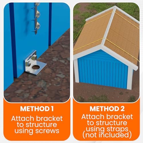 Ground Anchors Screw In - 24" Set of 4,6,8 with Brackets and Drill Bit - Earth Anchors - Mobile Home Anchors - Storage Shed Anchor Kit - Swing Set Anchors for Metal Swing Set - Playset Anchors - Ties