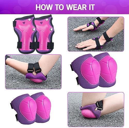 Kids Protective Gear Set Knee Pads for Kids 3-14 Years Toddler Knee and Elbow Pads with Wrist Guards 3 in 1 for Skating Cycling Bike Rollerblading Scooter
