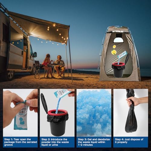Portable Toilet Absorbent Gel, Portable Toilet Powder Poo Urine Powder for Camping Outdoor Hiking