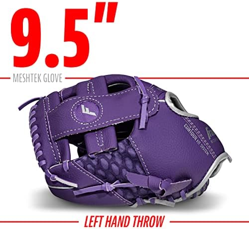 Franklin Sports Kids Baseball Glove + Ball Sets - Meshtek Youth Teeball Gloves for Kids + Toddlers - Left + Right Hand Throw Mitts + Glove Sets with Foam Balls - Boys + Girls Gloves - 9.5" Inch