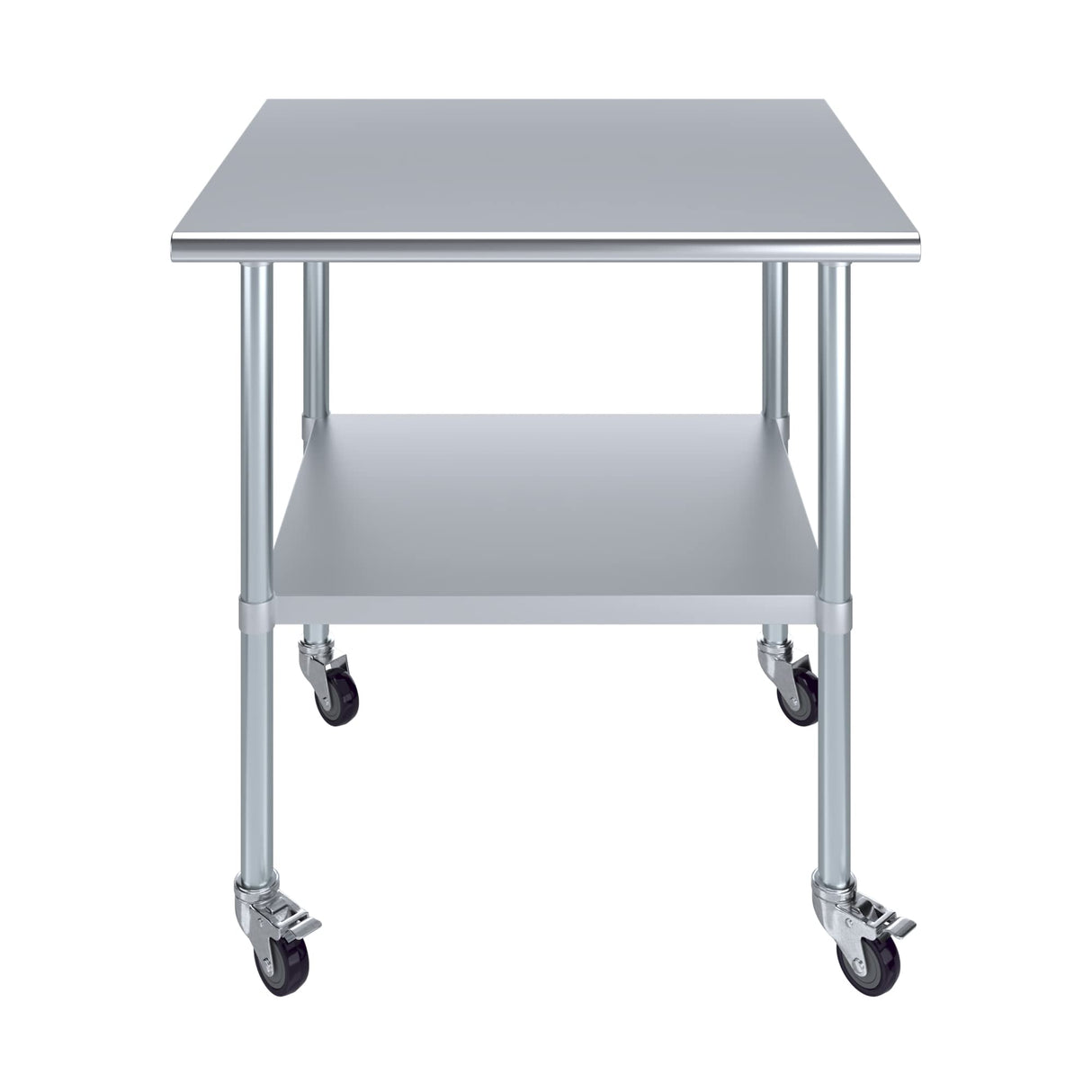 AmGood 30 in. x 36 in. Stainless Steel Work Table with Wheels | Metal Kitchen Food Prep Table | NSF