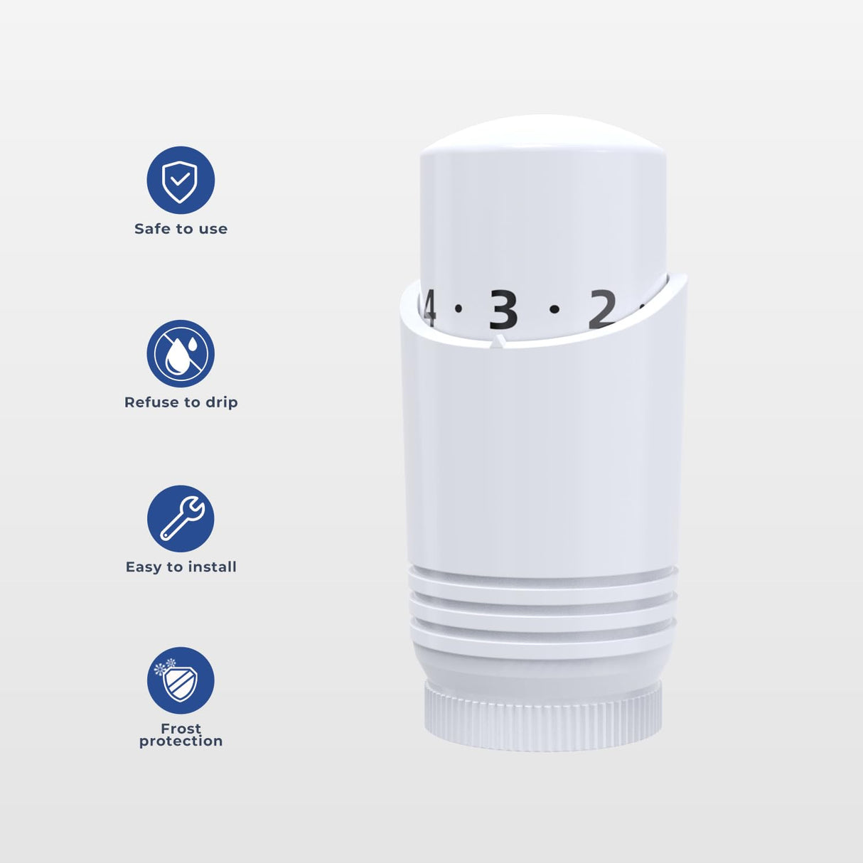 Thermostatic Valve Head - Vancoco Modern TRV Head Thermostatic Radiator Valve Thermostatic Valve Head Matt Finish M30x1.5 Corner Radiator Valves (White)