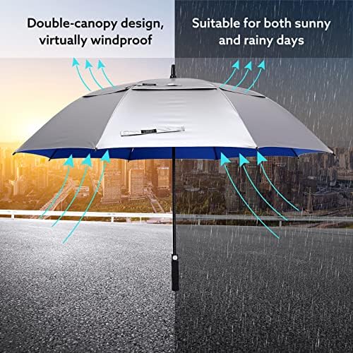 G4Free 47/54/62/68 Inch UV Protection Golf Umbrella Auto Open Vented Double Canopy Oversize Extra Large Windproof Sun Rain Umbrellas