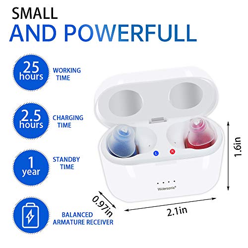Invisible Hearing Aids for Seniors And Adults,Hearing Amplifier,Rechargeable Hearing Aids with Noise Cancelling,Rechargeable Invisible Hearing Amplifier to Aid Hearing,Sound Amplifier,Mini Invisible ITC Digital Hearing Devices , Blue & Red (1 Pair)