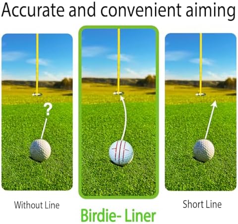 360-Degree Golf Ball Marker Alignment Tool Kit - Triple Line Stencil with 3-Color Pens and Gift Box