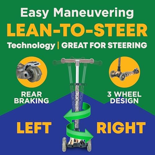 Kids Scooter – Children and Toddler 3 Wheel Kick Scooter – LED Wheel Lights Illuminate When Rolling– Adjustable Handlebar – Indoor and Outdoor