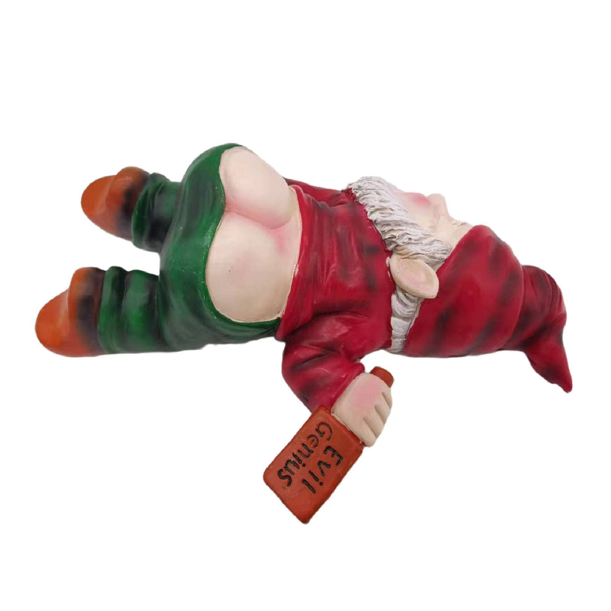 MINICAR Gnome Statue Outdoor Decor 9.5 Inch L, Funny Garden Yard Patio Ornament Decoration, Naughty, Red